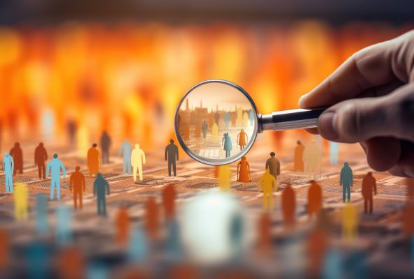 people under magnifying glass